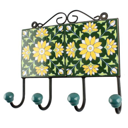 Yellow Sun Flower Ceramic Tiles Hook